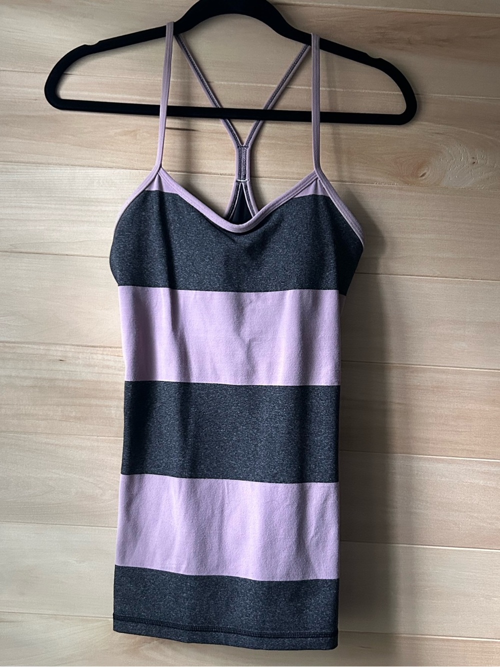 Power Y Tank Size 4 Bold Stripe Mauvelous Heathered Black Y-strap racerback